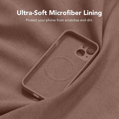 Magnetic for iPhone 15 Case, Compatible with MagSafe, [Screen Protector + Full Camera Protection], Silicone Shockproof Anti-Scratch Protective Phone Case for iPhone 15 6.1", Brown
