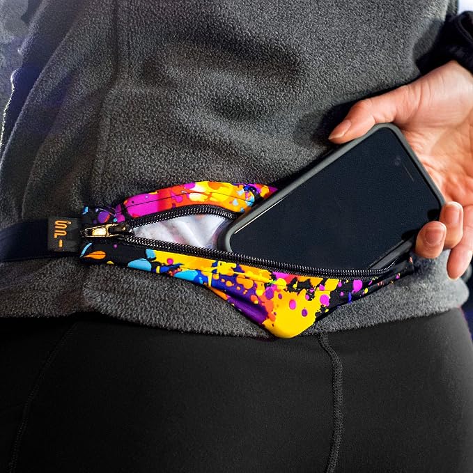 SPIbelt Running Belt for Women Men, Phone Holder for Running, Running Fanny Pack, Holder for Phone, Running Waist Pack, Adjustable Waist, [Fits All Phones]. Black with Turquoise Zipper