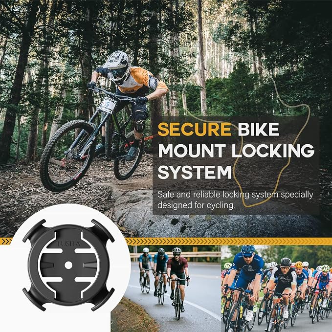 TUSITA 2 in 1 Bike Mount Quick Release, Quarter Turn Compatible with Garmin Edge GPS Computer, iPhone 14 13 12 Pro Max, Samsung Galaxy Note 20 S21 Ultra All 4.7"-6.9" Phones - Cycling Accessories