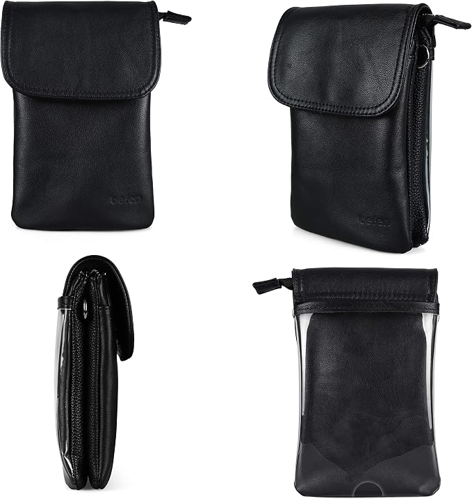 befen Genuine Leather Small Crossbody Bags for Women Cell Phone Bag Cross Body Purses,Silver Zipper