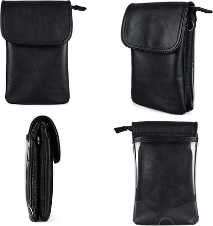 befen Genuine Leather Small Crossbody Bags for Women Cell Phone Bag Cross Body Purses,Silver Zipper