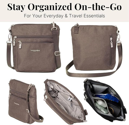 Baggallini Modern Pocket Crossbody Bag for Women, 8.5"x8.5" Handbag Purse with RFID, Lightweight Water-Resistant