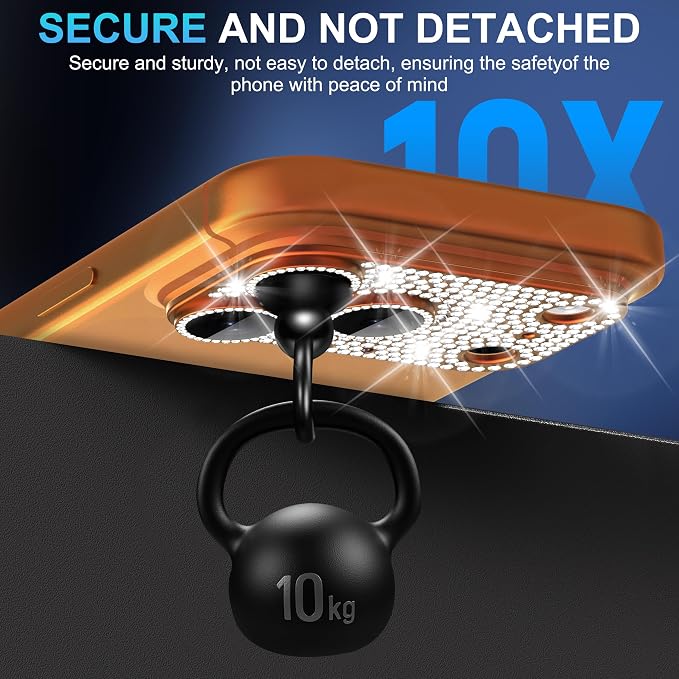 Suoman for iPhone 17 Pro Camera Lens Protector, [All-in-one Diamond] [Strong-Adhesion] Metal Frame Tempered Glass Camera Lens Cover -Orange