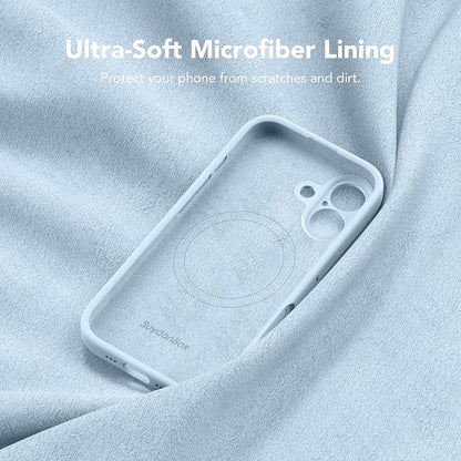 Magnetic for iPhone 16 Case, Compatible with MagSafe, [Screen Protector + Full Camera Protection], Silicone Shockproof Anti-Scratch Protective Phone Case for iPhone 16 6.1", Light Blue
