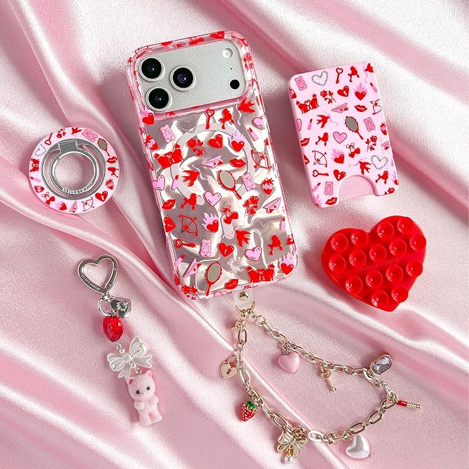 VELVET CAVIAR Compatible with MagSafe Phone Grip 2.0 | Cute Magnetic Ring Holder | Finger Loop Kickstand | Pop On Accessory for iPhone 17, 16, 15, 14, 13, 12 | Lover Girl Holo