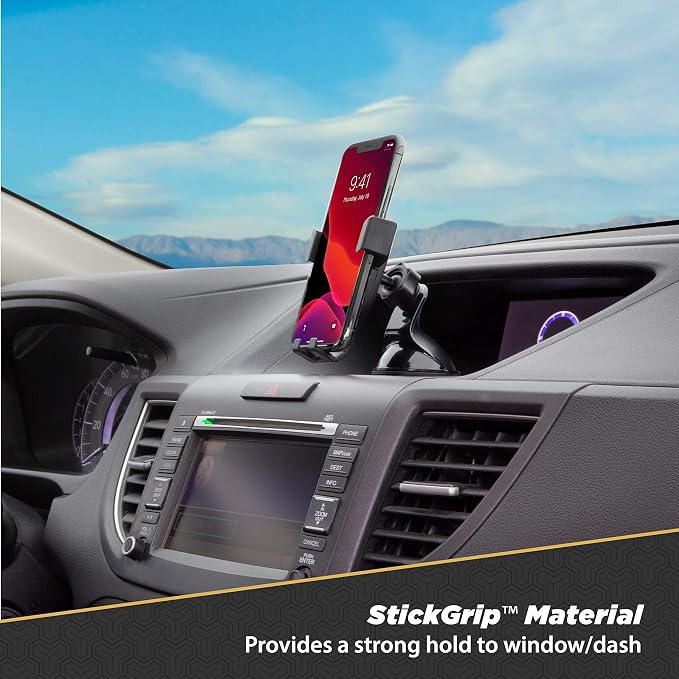 Scosche GHVWD 3-in-1 Universal Suction Cup Phone Mount for Car and Truck Dashboard/Windshield/Vent Mount, 360° Adjustable Phone Stand, Cell Phone Holder Compatible with iPhone and All Android Phones
