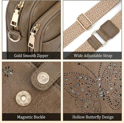 KITEVIUN Crossbody Bags for Women Leather Crossbody Purse Small Shoulder Phone Purse with Adjustable Strap & RFID Card Slots