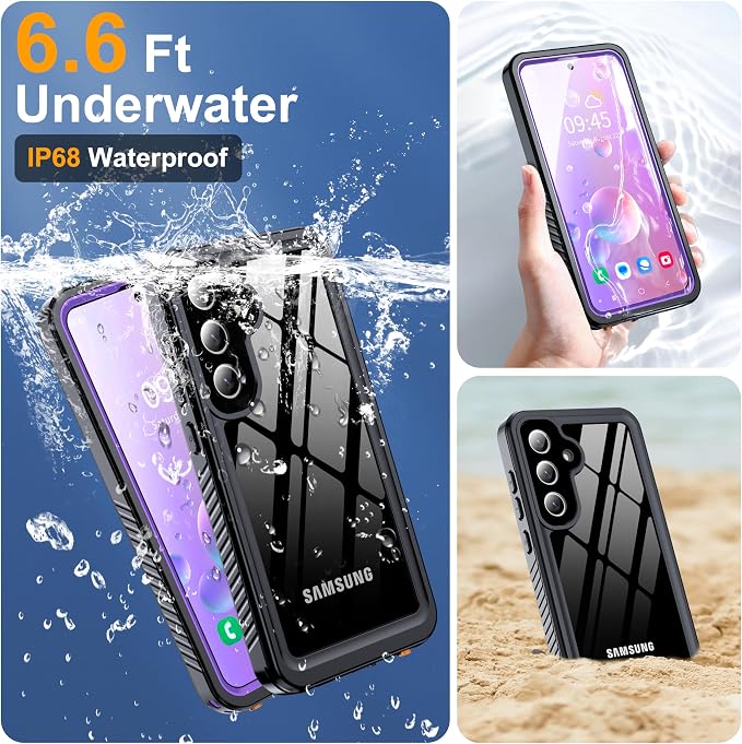 for Samsung Galaxy S25 Plus Case, IP68 Waterproof with Built-in Screen&Lens Protector [14FT Military Shockproof] Full Body Heavy Duty Protective Phone Case for S25 Plus 5G, Purple
