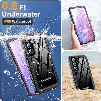for Samsung Galaxy S25 Plus Case, IP68 Waterproof with Built-in Screen&Lens Protector [14FT Military Shockproof] Full Body Heavy Duty Protective Phone Case for S25 Plus 5G, Purple