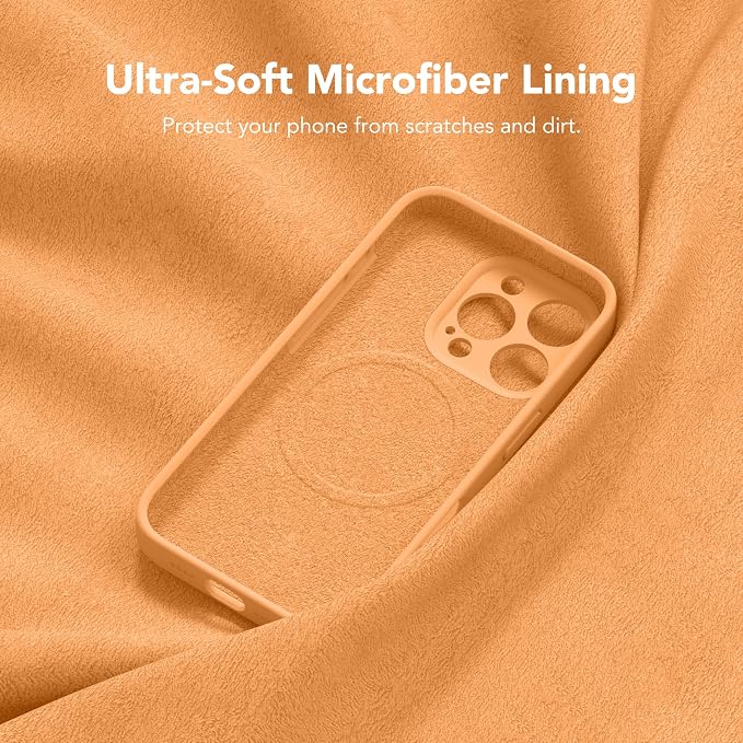 Magnetic for iPhone 16 Pro Case, Compatible with MagSafe, [Full Camera Protection][Screen Protector] Silicone Shockproof Protective Phone Case for iPhone 16 Pro 6.3", Cantaloupe