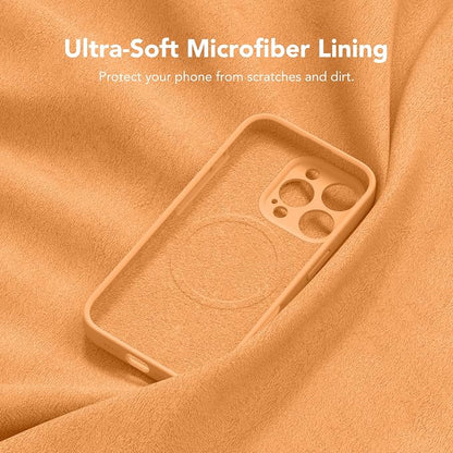 Magnetic for iPhone 16 Pro Case, Compatible with MagSafe, [Full Camera Protection][Screen Protector] Silicone Shockproof Protective Phone Case for iPhone 16 Pro 6.3", Cantaloupe