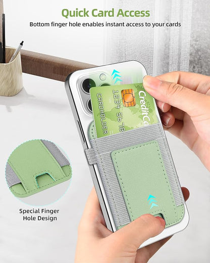 ExtreLife For Magsafe Wallet, Strongest Magnetic Wallet for iPhone 17/16/15/14/13/12 Series, Magnetic Card Holder with 2 Card Slots, RFID Blocking, Vegan Leather, Hold 7 Cards, Light Green