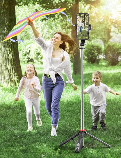 52" Selfie Stick Tripod with Remote, 3 in 1 Portable Selfie Stick & Phone Tripod Stand with Phone Holder, Cell Phone Tripod for Group Selfies/Live Streaming/Video Recording, for iPhone/Android