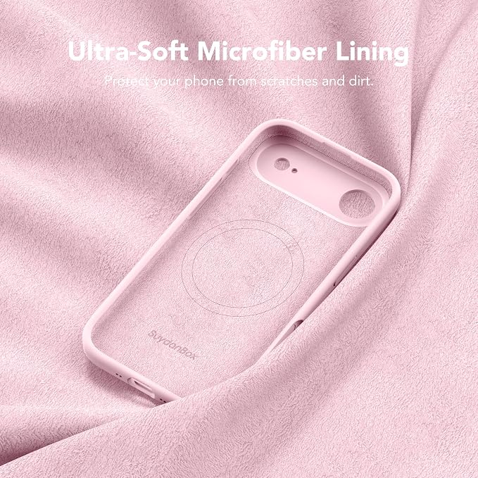 Magnetic for iPhone Air Case, Compatible with MagSafe, [Full Camera Protection][Screen Protector] Silicone Shockproof Protective Phone Case for iPhone 17 Air 6.5", Chalk Pink