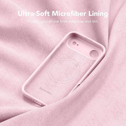 Magnetic for iPhone Air Case, Compatible with MagSafe, [Full Camera Protection][Screen Protector] Silicone Shockproof Protective Phone Case for iPhone 17 Air 6.5", Chalk Pink