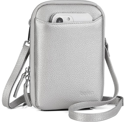 befen Genuine Leather Crossbody Cell Phone Purse for Women, Small Zip Around RFID Blocking Crossbody Wallet Bags