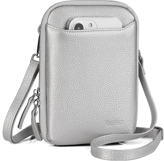 befen Genuine Leather Crossbody Cell Phone Purse for Women, Small Zip Around RFID Blocking Crossbody Wallet Bags