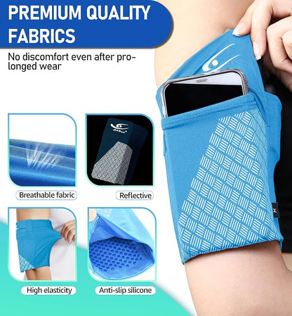 HiRui Universal Sports Armband Cell Phone Armband Sleeves Running Armband for Exercise Workout, Compatible with iPhone 17/17Plus/Pro/16/15/15Plus/14 Samsung Galaxy All Phones (Large, Blue)