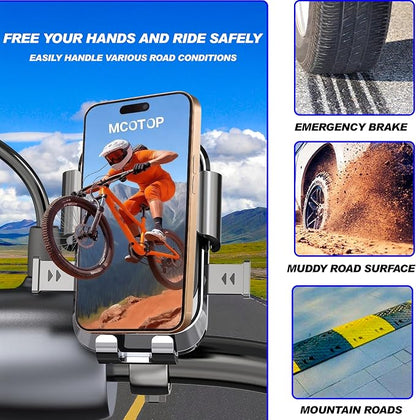 Bike Phone Holder,Motorcycle Phone Mount, Bicycle Handlebar Holder Mount for Adults Kids,No Tools Required, Easy to Install, for iPhone and 4.7-7" Smartphones (1, Black)