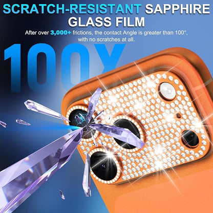 Suoman for iPhone 17 Pro Max Camera Lens Protector, [All-in-one Diamond] [Strong-Adhesion] Metal Frame Tempered Glass Camera Lens Cover -Orange
