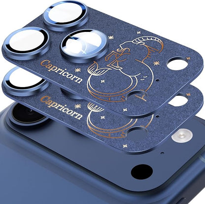 2 Pack Camera Lens Protector for iPhone 17 Pro Max,Capricorn Pattern, AR 360-Degree Protection,Drop Protection,Anti Scratch Full-Coverage,Camera Transmfttance HD,Easy Installation,Dark Blue