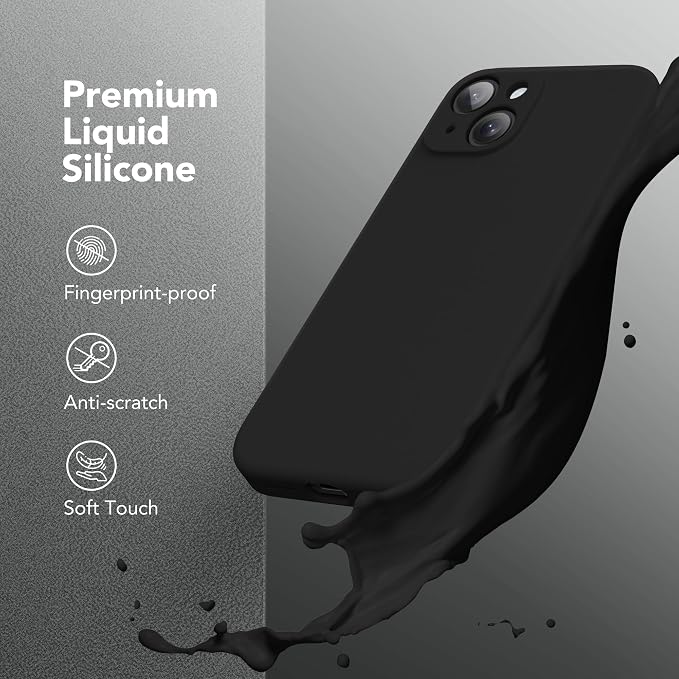 Magnetic for iPhone 14 Case, Compatible with MagSafe, [Full Camera Protection][Screen Protector] Silicone Shockproof Protective Phone Case for iPhone 14 6.1 inch, Black
