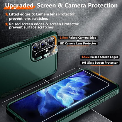 Red2Fire for Samsung Galaxy S24 Case, [Military Grade Drop Protection] Non-Slip Heavy Duty Full Body Shockproof Protection Phone Case for S24 Case 6.2 inch,Dark Green