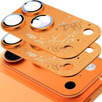 2 Pack Camera Lens Protector for iPhone 17 Pro,Virgo Pattern, AR 360-Degree Protection,Drop Protection,Anti Scratch Full-Coverage,Camera Transmfttance HD,Easy Installation,Orange