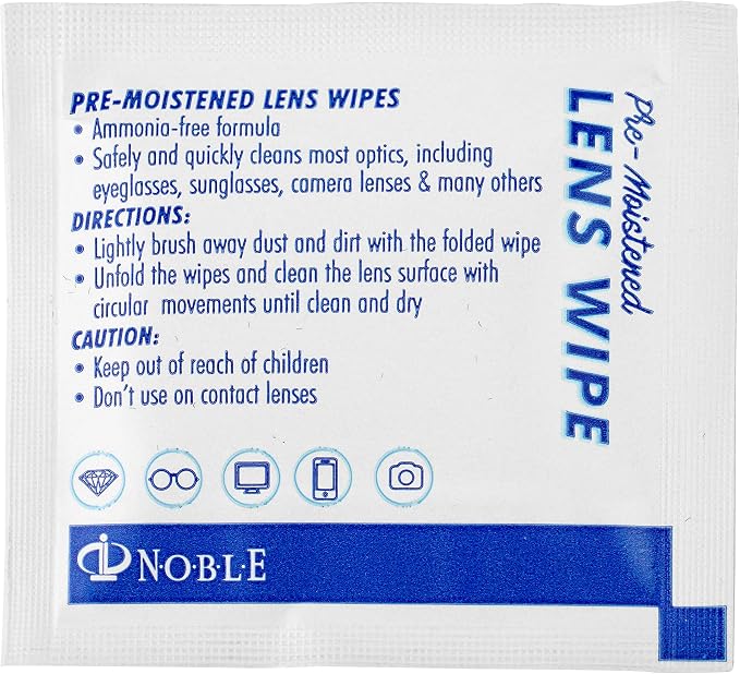 Noble Pre-moistened Lens Wipes Individually Wrapped - Lens and Screen Cleaning Wipes - Great for Eyeglasses, Cell Phones, Camera Lenses, Screens, Keyboards, and Other Delicate Surfaces (300 Wipes)