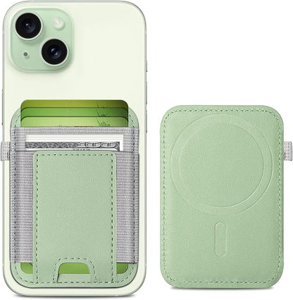 ExtreLife For Magsafe Wallet, Strongest Magnetic Wallet for iPhone 17/16/15/14/13/12 Series, Magnetic Card Holder with 2 Card Slots, RFID Blocking, Vegan Leather, Hold 7 Cards, Light Green