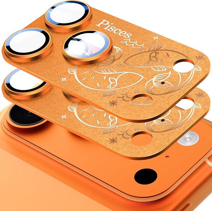 2 Pack Camera Lens Protector for iPhone 17 Pro Max,Pisces Pattern, AR 360-Degree Protection,Drop Protection,Anti Scratch Full-Coverage,Camera Transmfttance HD,Easy Installation, Orange