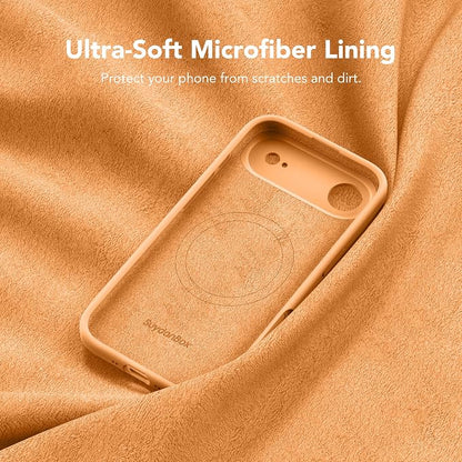 Magnetic for iPhone Air Case, Compatible with MagSafe, [Full Camera Protection][Screen Protector] Silicone Shockproof Protective Phone Case for iPhone 17 Air 6.5", Cantaloupe