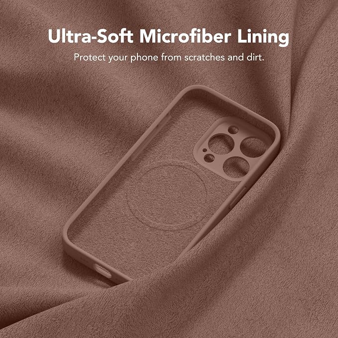 Magnetic for iPhone 15 Pro Max Case, Compatible with MagSafe, [Full Camera Protection][Screen Protector] Silicone Shockproof Protective Phone Case for iPhone 15 Pro Max 6.7", Brown