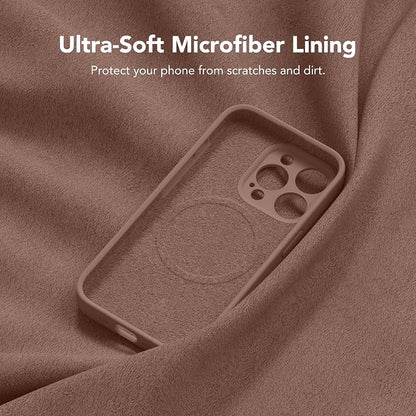 Magnetic for iPhone 15 Pro Max Case, Compatible with MagSafe, [Full Camera Protection][Screen Protector] Silicone Shockproof Protective Phone Case for iPhone 15 Pro Max 6.7", Brown