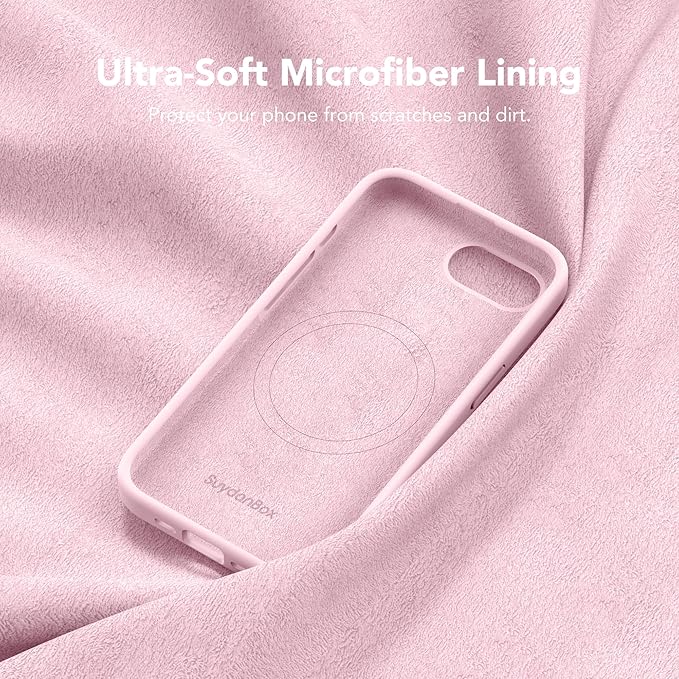 Magnetic for iPhone 17e/iPhone 16e Case, Compatible with MagSafe, [Soft Anti-Scratch Microfiber Lining] Slim Silicone Shockproof Protective Phone Case for iPhone 17e/16e 6.1", Chalk Pink