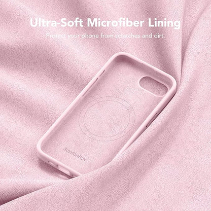 Magnetic for iPhone 17e/iPhone 16e Case, Compatible with MagSafe, [Soft Anti-Scratch Microfiber Lining] Slim Silicone Shockproof Protective Phone Case for iPhone 17e/16e 6.1", Chalk Pink
