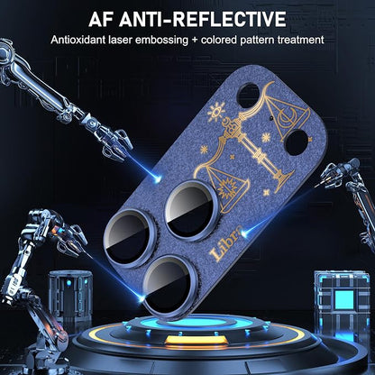 Compatible for iPhone 17 Pro Max Camera Lens Protector, Virgo Pattern, Drop Protection, Anti Scratch Full-Coverage, AR 360-Degree Protection, Camera Transmfttance HD, Easy Installation, Dark Blue