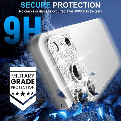 Suoman for iPhone 17 Pro Max Camera Lens Protector, [All-in-one Diamond] [Strong-Adhesion] Metal Frame Tempered Glass Camera Lens Cover -Silver