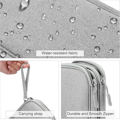 FYY Travel Electronic Cable Organizer Bag, Pouch Electronic Accessories Carry Case Portable Waterproof Double Layers Storage Bag for Cable, Cord, Charger, Phone, Earphone, Medium Size, Grey