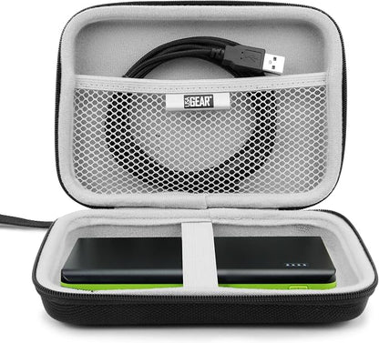 USA Gear Travel Electronics Organizer - Water Resistant Zipper Case, Hard Shell Exterior - 6.5 Inch Case Fits Chargers, Cables, Batteries, Earphones, Cords, Batteries, Power Bank & more - Black