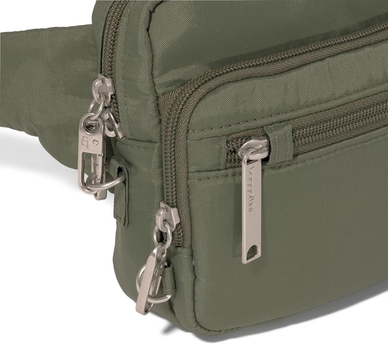 Baggallini Securtex Anti-theft Belt Bag 8.8"x5.5" Crossbody Fanny Pack for Women RFID Wallet Locking Zipper Travel Purse