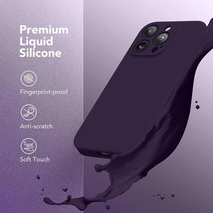 Magnetic for iPhone 16 Pro Max Case, Compatible with MagSafe, [Full Camera Protection][Screen Protector] Silicone Shockproof Protective Phone Case for iPhone 16 Pro Max 6.9", Deep Purple