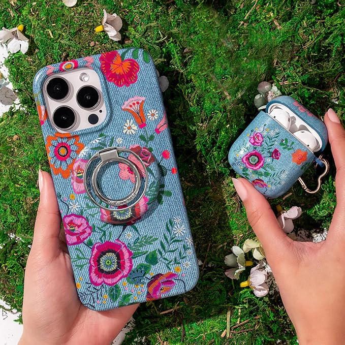 VELVET CAVIAR Compatible with MagSafe Phone Grip 2.0 | Cute Magnetic Ring Holder | Finger Loop Kickstand | Pop On Accessory for iPhone 17, 16, 15, 14, 13, 12 | Groovy Floral