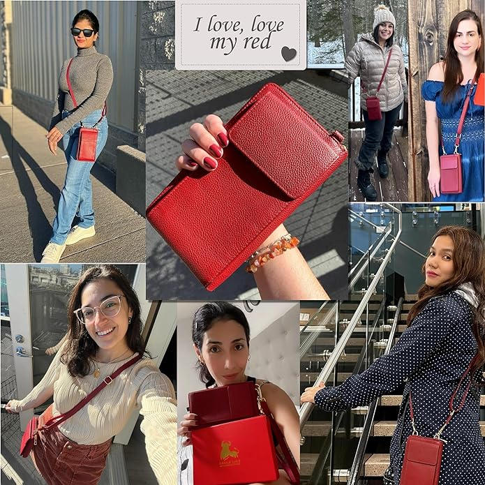 BULL GUARD Crossbody Leather Wallet Phone Purse, Anti Theft and RFID Blocking, Elegant Design for Travel