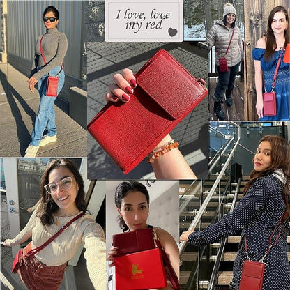 BULL GUARD Crossbody Leather Wallet Phone Purse, Anti Theft and RFID Blocking, Elegant Design for Travel