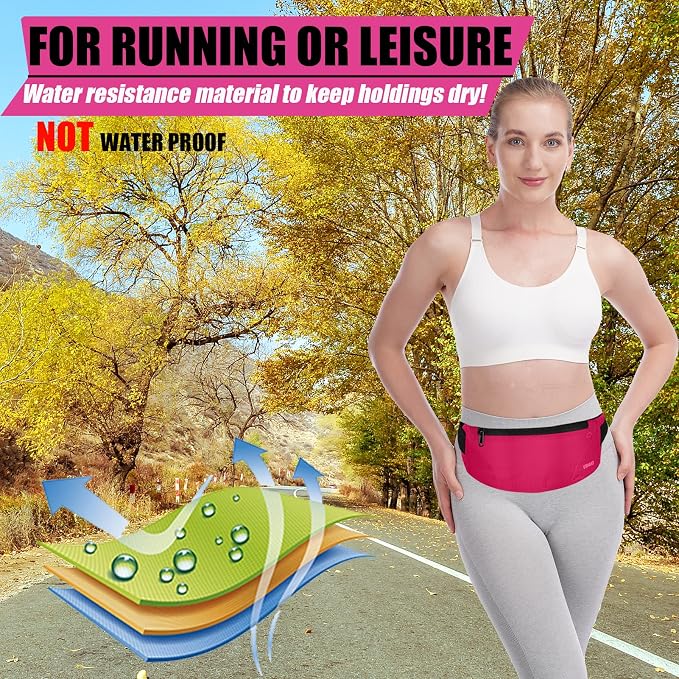 USHAKE Running Belt,Men or Women Ultra Light Bounce Free Waist Pouch Bag Fitness Workout Belt Sport Waist Pack Exercise Waist Bag for iPhone Samsung LG in Running Gym Marathon (Red)