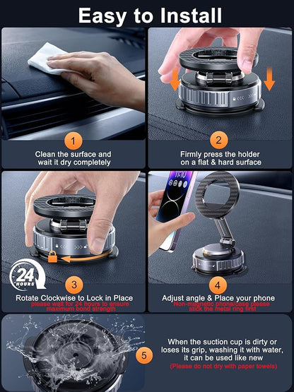 2026 Upgraded Car Phone Holder for Magsafe [108LBS Strongest Suction] 360° Adjustable Vacuum Magnetic Phone Holders, Cell Phone car Mount for iPhone 17 Pro Max 16 15 14 13 12 Air Plus