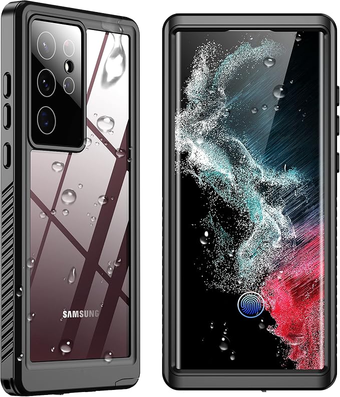 SPIDERCASE Designed for Samsung Galaxy S22 Ultra Case Waterproof, Built-in Screen Protector Full Protection Heavy Duty Shockproof Anti-Scratched Rugged Case, Black