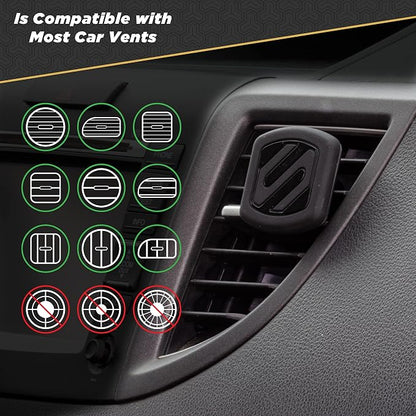 Scosche MAGVM2I MagicMount Magnetic Car Phone Holder, Strong Magnet Car Mount for iPhone and Android, Secure Magnetic Cell Phone Mount for Air Vent, Universal 360° Adjustable Mobile Cellphone Holder