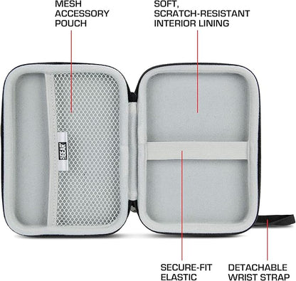 USA Gear Travel Electronics Organizer - Water Resistant Zipper Case, Hard Shell Exterior - 6.5 Inch Case Fits Chargers, Cables, Batteries, Earphones, Cords, Batteries, Power Bank & more - Black